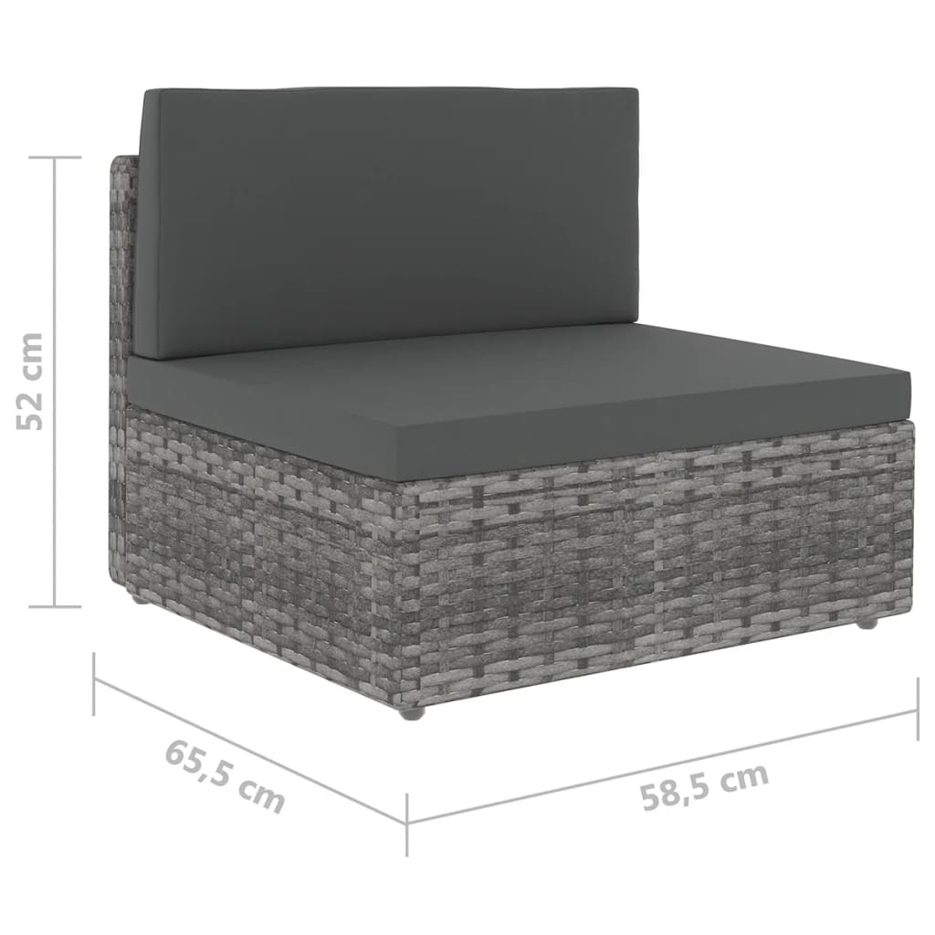 loungesæt til haven 5 dele med hynder polyrattan grå
