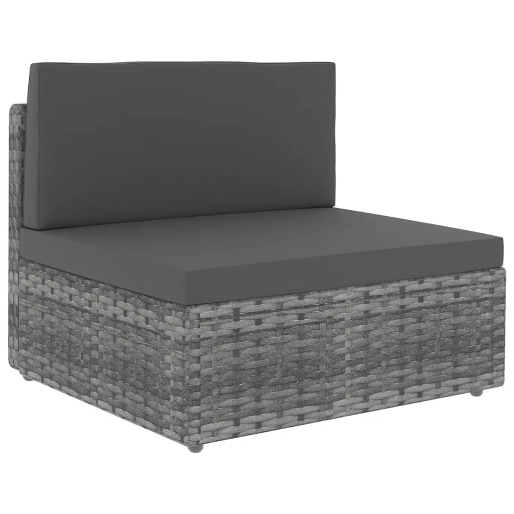 loungesæt til haven 7 dele med hynder polyrattan grå
