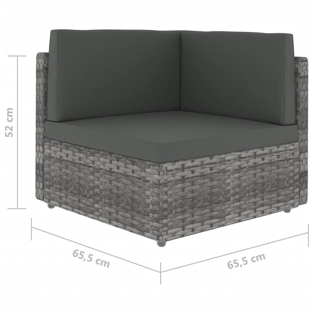 loungesæt til haven 7 dele med hynder polyrattan grå