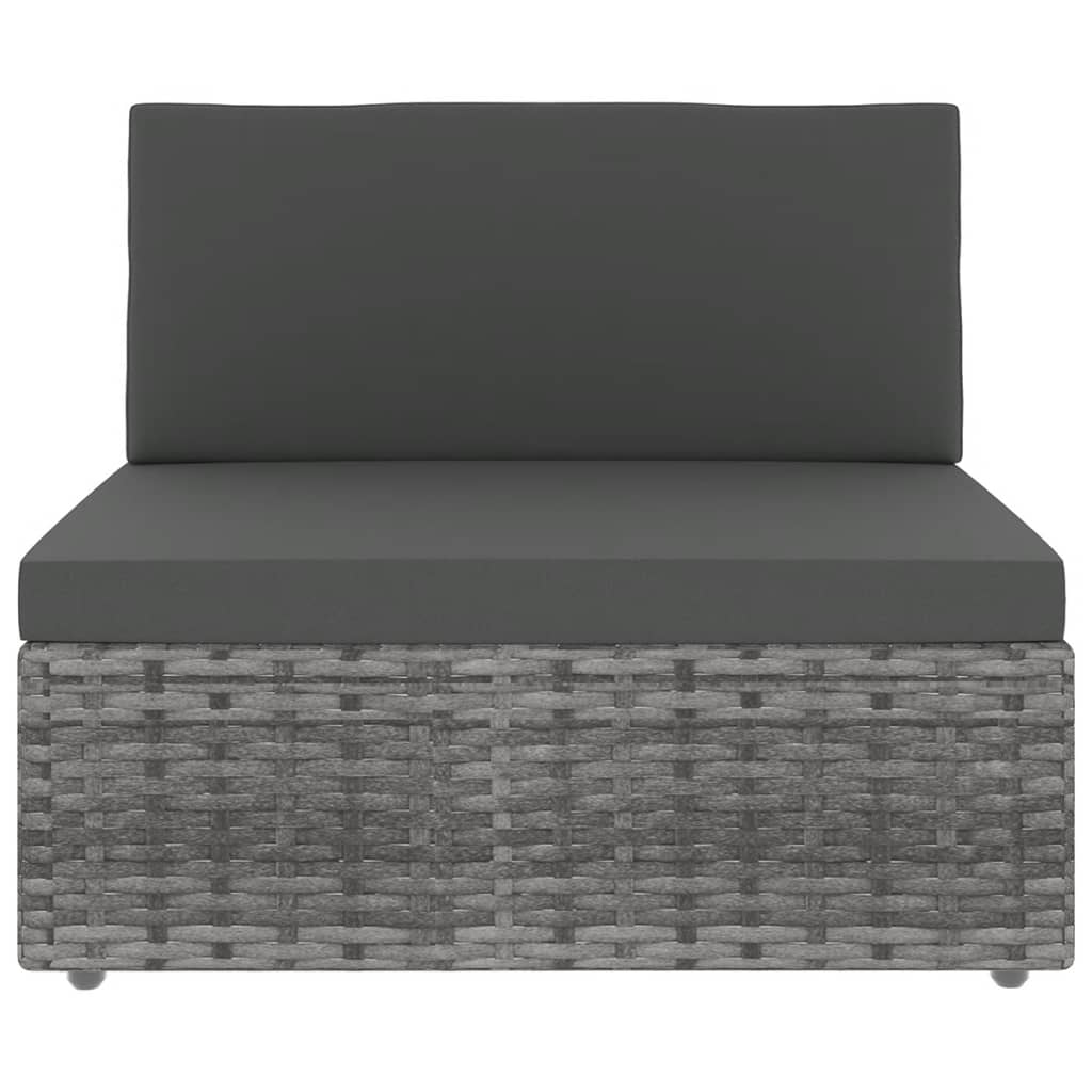 loungesæt til haven 7 dele med hynder polyrattan grå