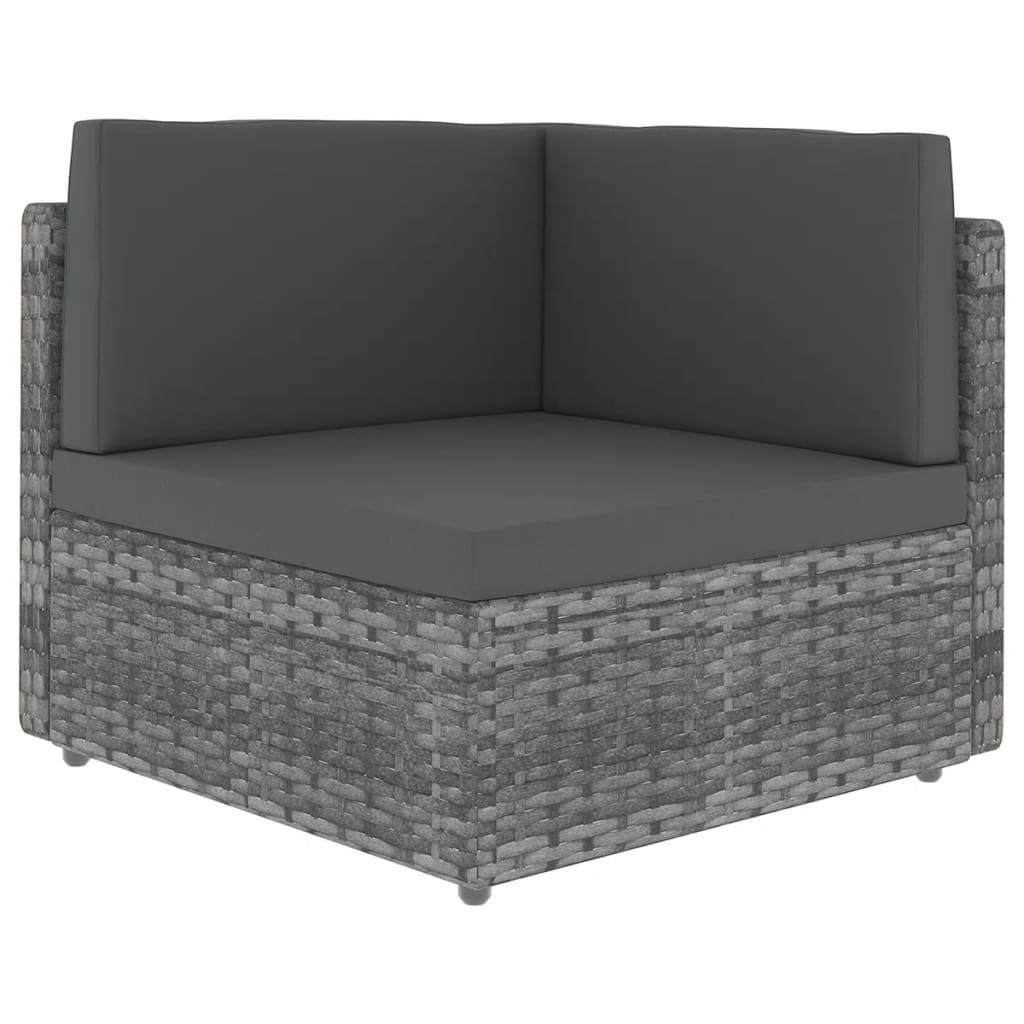 loungesæt til haven 7 dele med hynder polyrattan grå