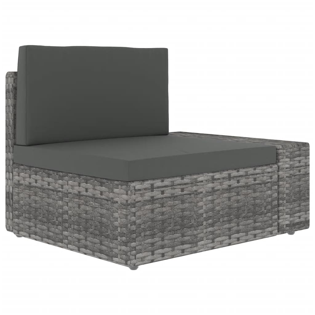 loungesæt til haven 7 dele med hynder polyrattan grå