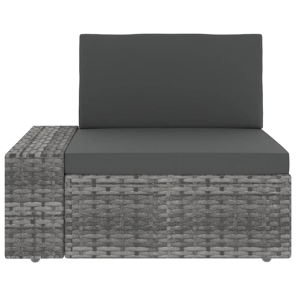 loungesæt til haven 7 dele med hynder polyrattan grå