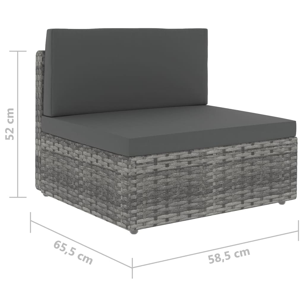 loungesæt til haven 7 dele med hynder polyrattan grå