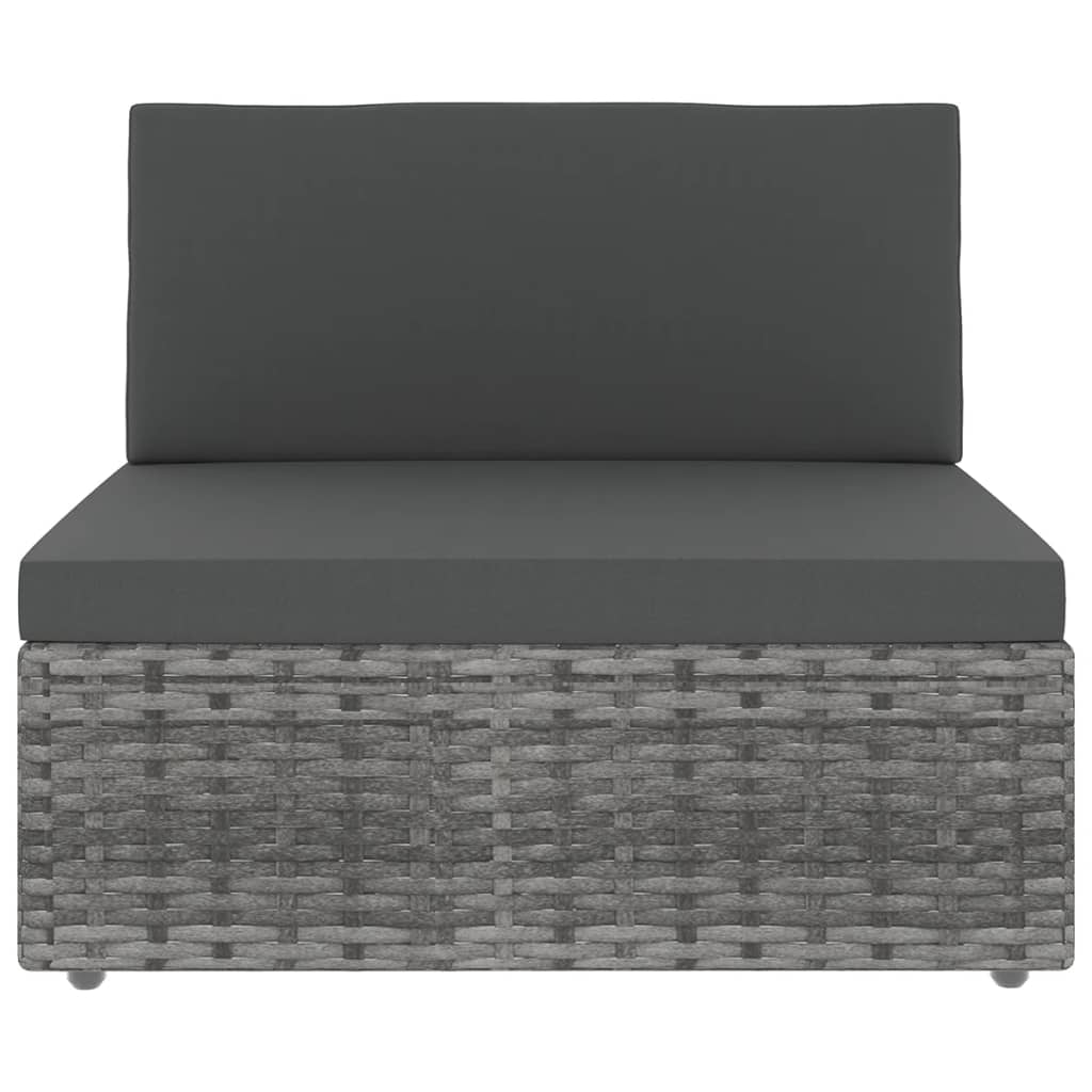 loungesæt til haven 5 dele med hynder polyrattan grå