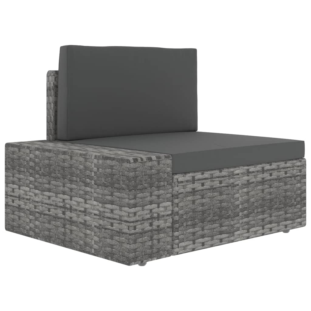 loungesæt til haven 5 dele med hynder polyrattan grå