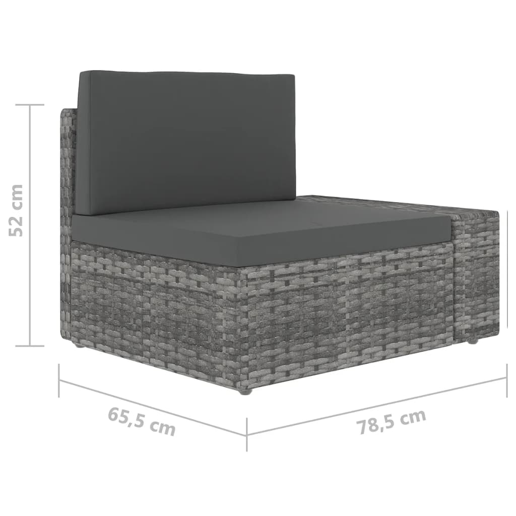 loungesæt til haven 5 dele med hynder polyrattan grå