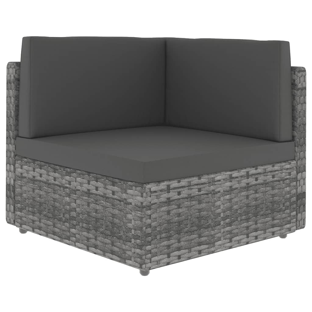 loungesæt til haven 9 dele med hynder polyrattan grå