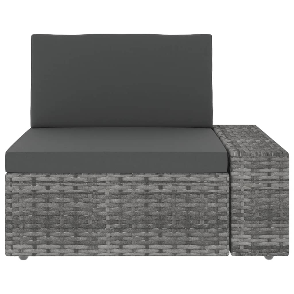 loungesæt til haven 9 dele med hynder polyrattan grå