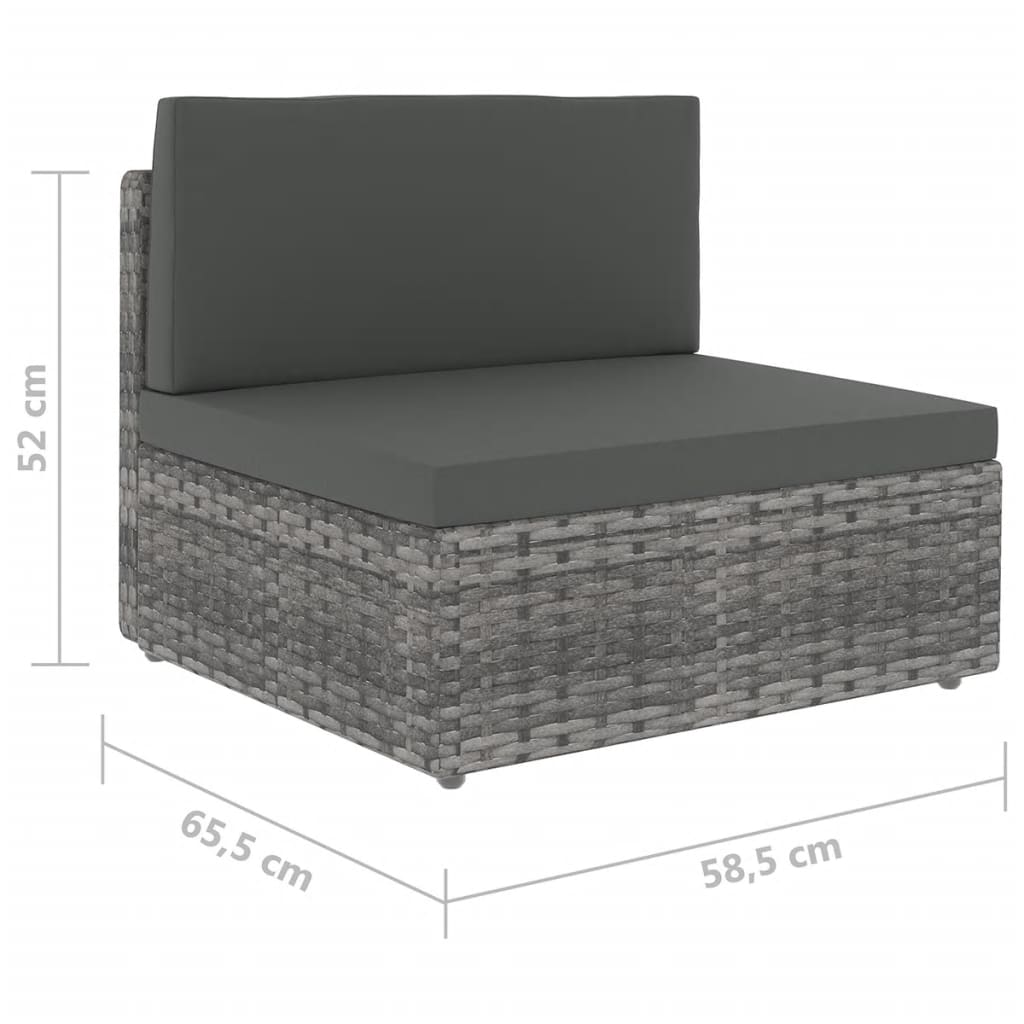 loungesæt til haven 9 dele med hynder polyrattan grå