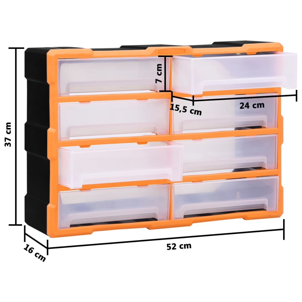 skuffereol med 8 store skuffer 52x16x37 cm
