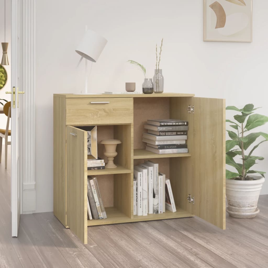 skænk 80x36x75 cm konstrueret træ sonoma-eg
