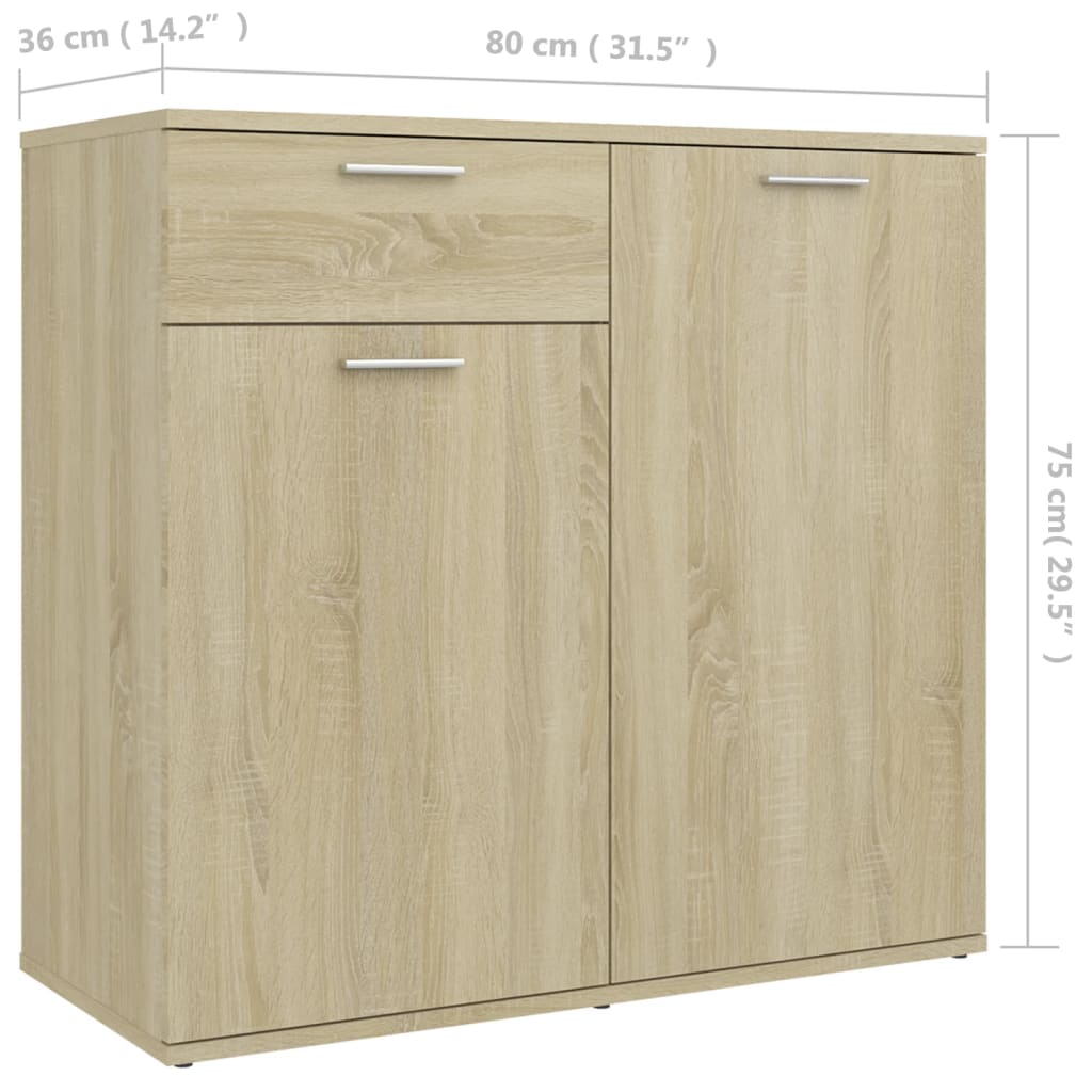 skænk 80x36x75 cm konstrueret træ sonoma-eg