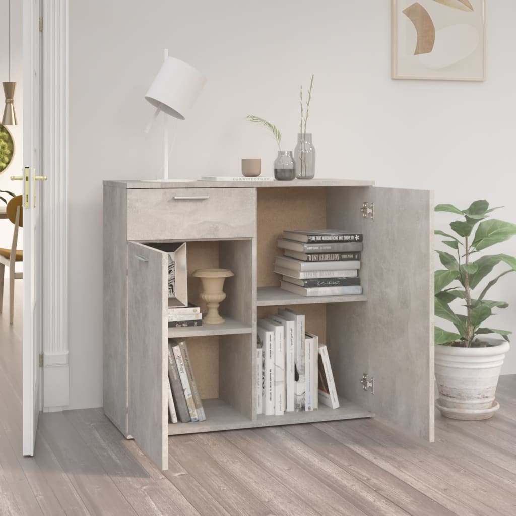 skænk 80x36x75 cm konstrueret træ betongrå
