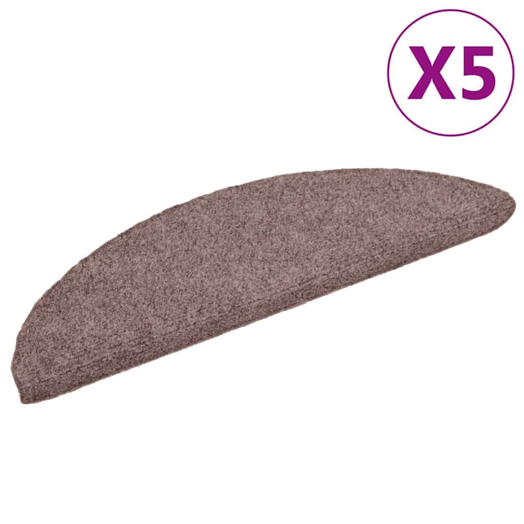 trappemåtter selvklæbende 5 stk. 56x17x3 cm lys brune halvrund