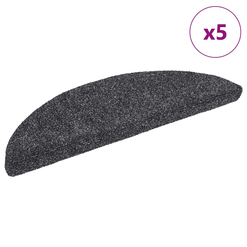 trappemåtter selvklæbende 5 stk. 56x17x3 cm mørkegrå halvrund
