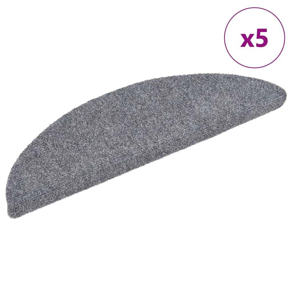 trappemåtter selvklæbende 5 stk. 56x17x3 cm lysegrå halvrund