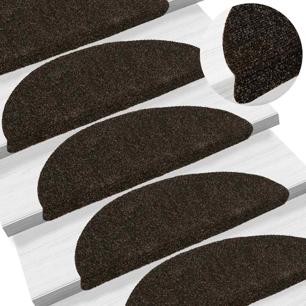 trappemåtter selvklæbende 5 stk. 56x17x3 cm mørkebrune halvrund