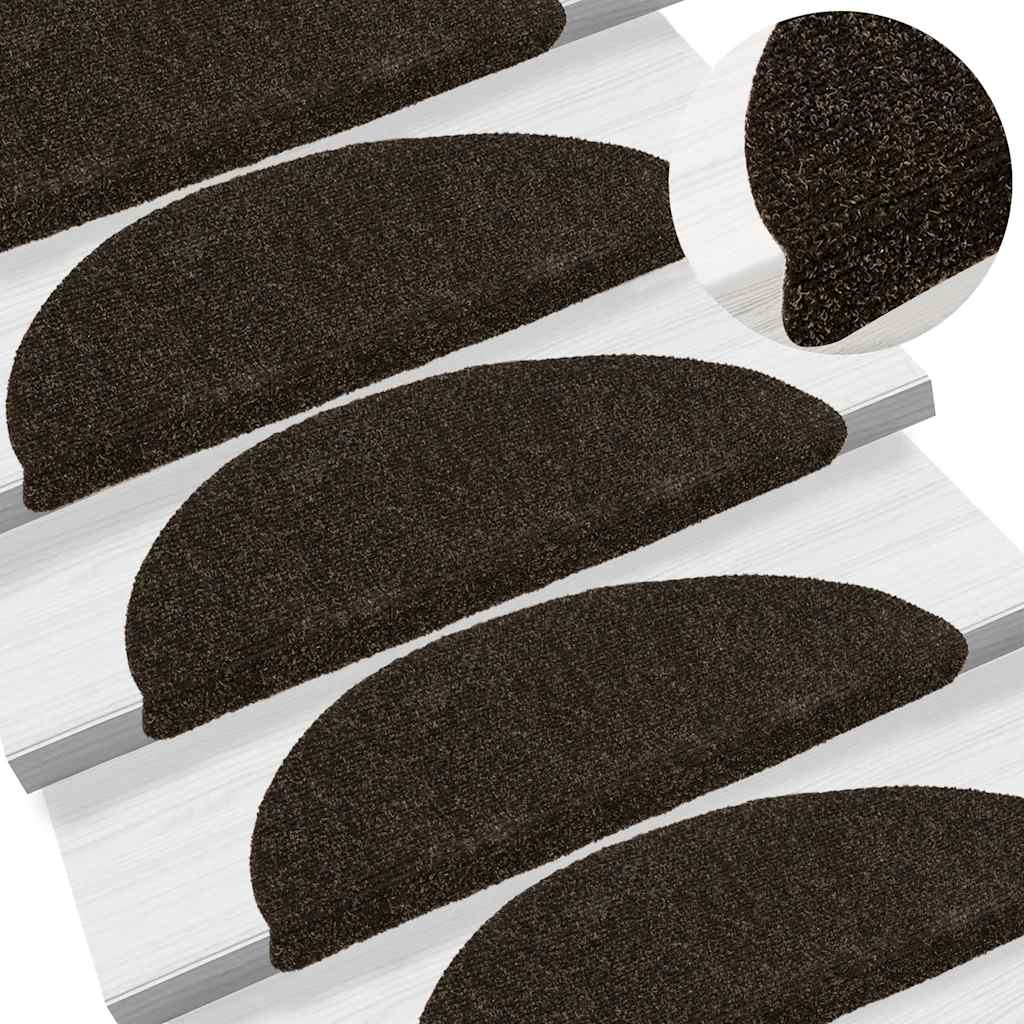 trappemåtter selvklæbende 10 stk. 56x17x3 cm mørkebrune halvrunde