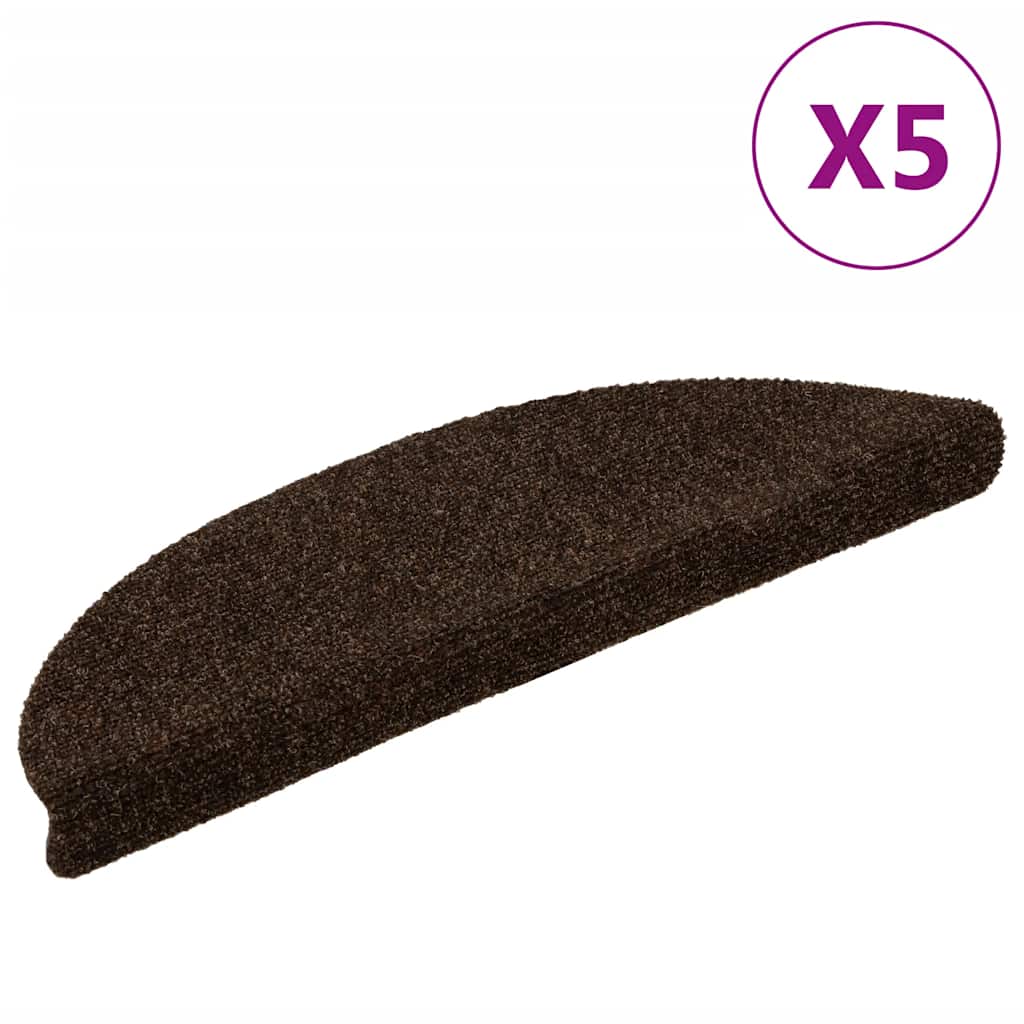 trappemåtter selvklæbende 5 stk. 56x17x3 cm brune halvrund