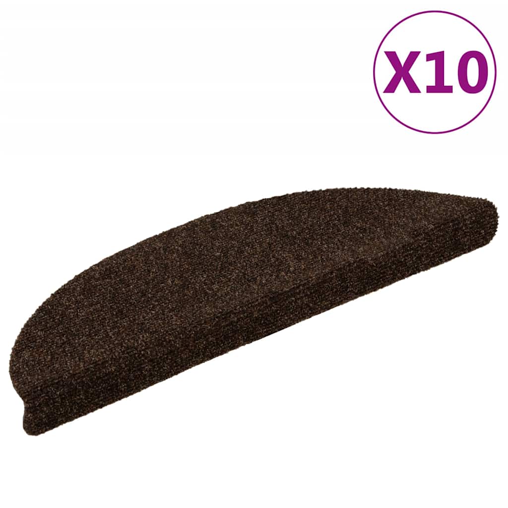 trappemåtter selvklæbende 10 stk. 56x17x3 cm brune halvrunde
