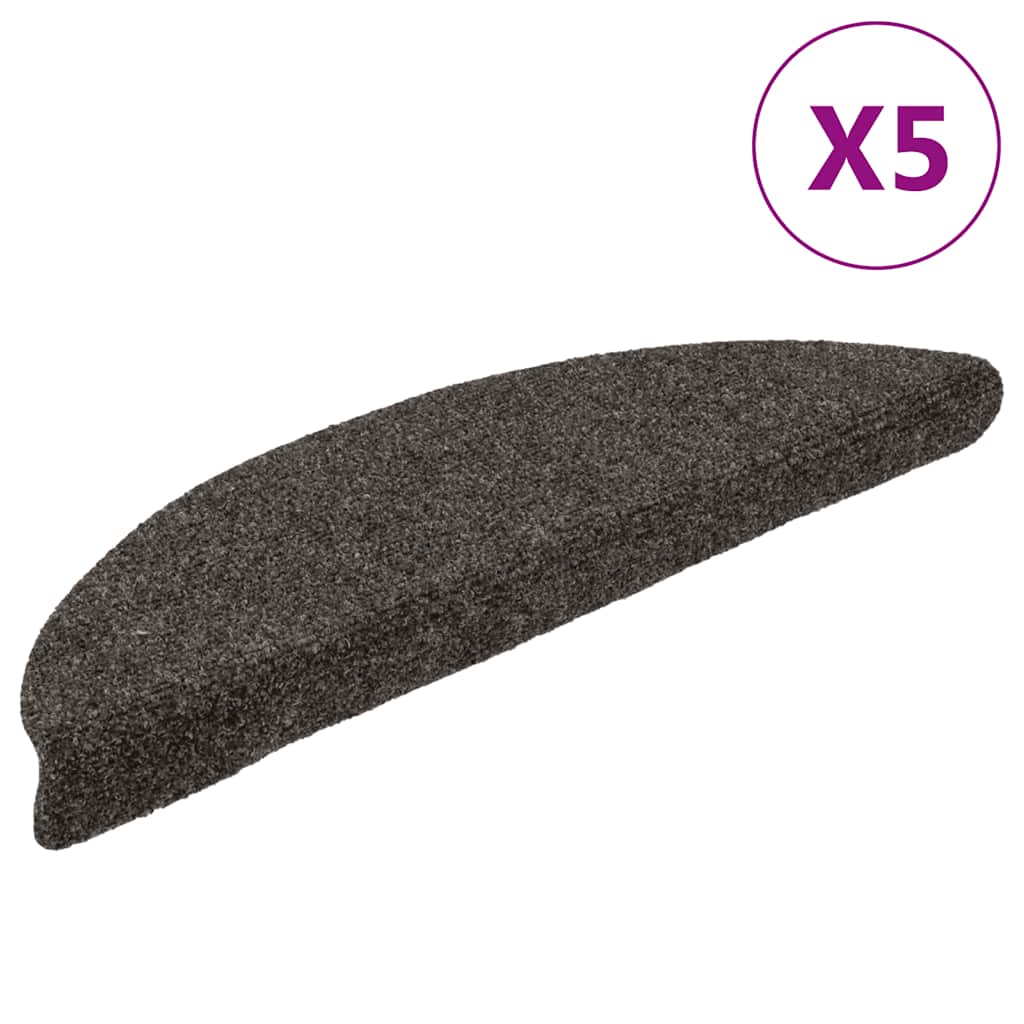 trappemåtter selvklæbende 5 stk. 56x17x3 cm antracit halvrund