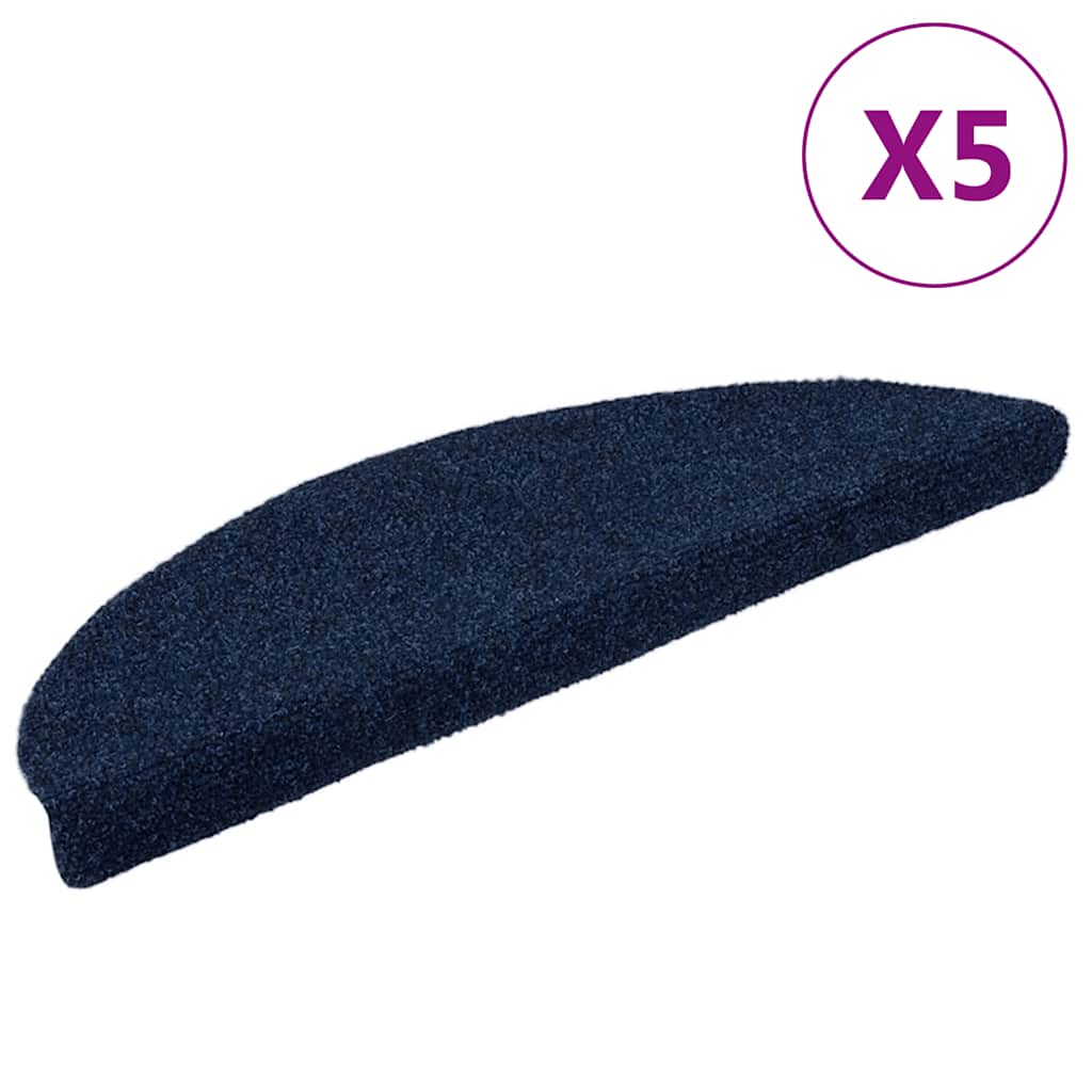 trappemåtter selvklæbende 5 stk. 56x17x3 cm marineblå halvrund