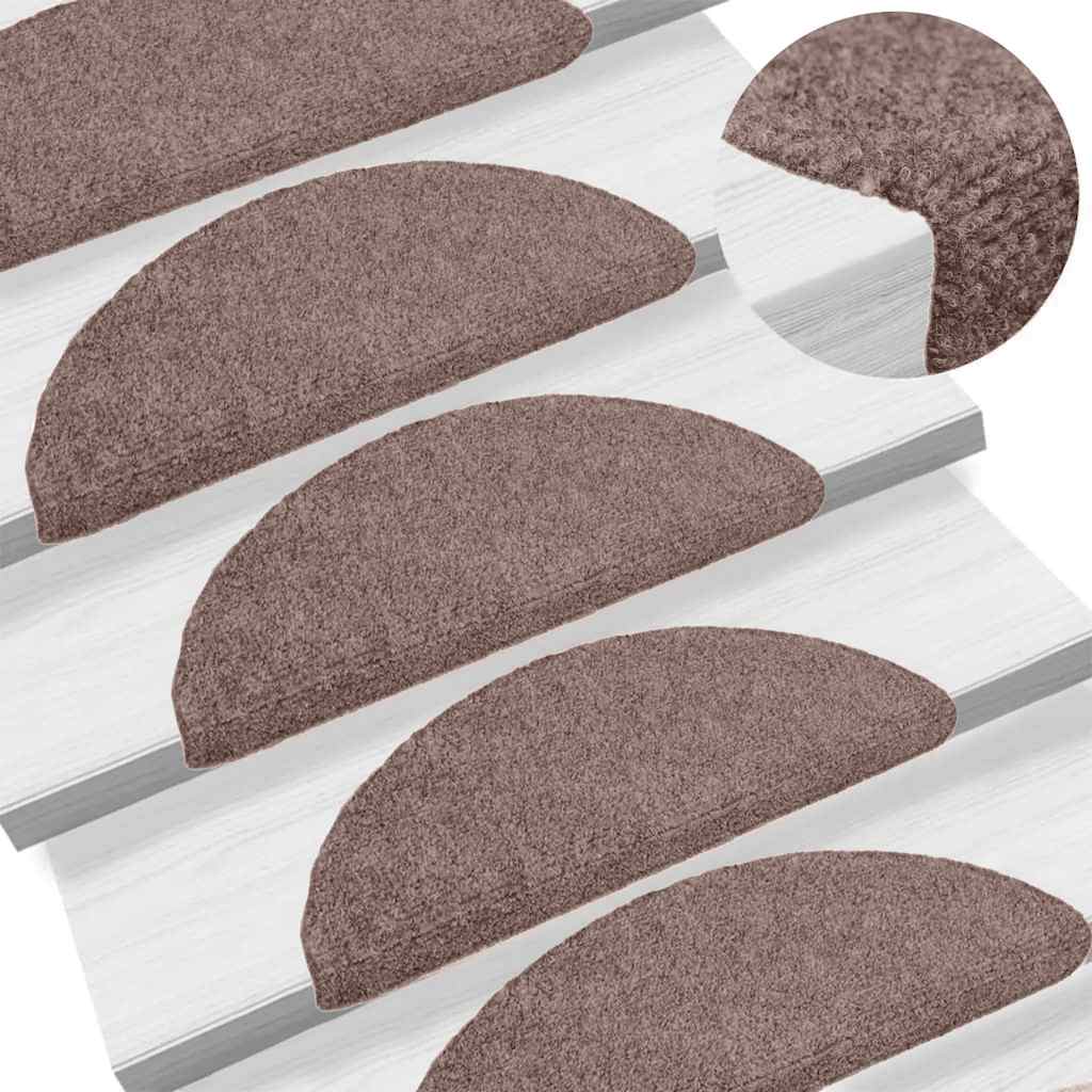 trappemåtter selvklæbende 5 stk. 65x21x4 cm lys brune halvrund store