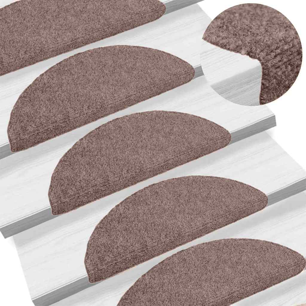 trappemåtter selvklæbende 10 stk. 65x21x4 cm lys brune halvrund store