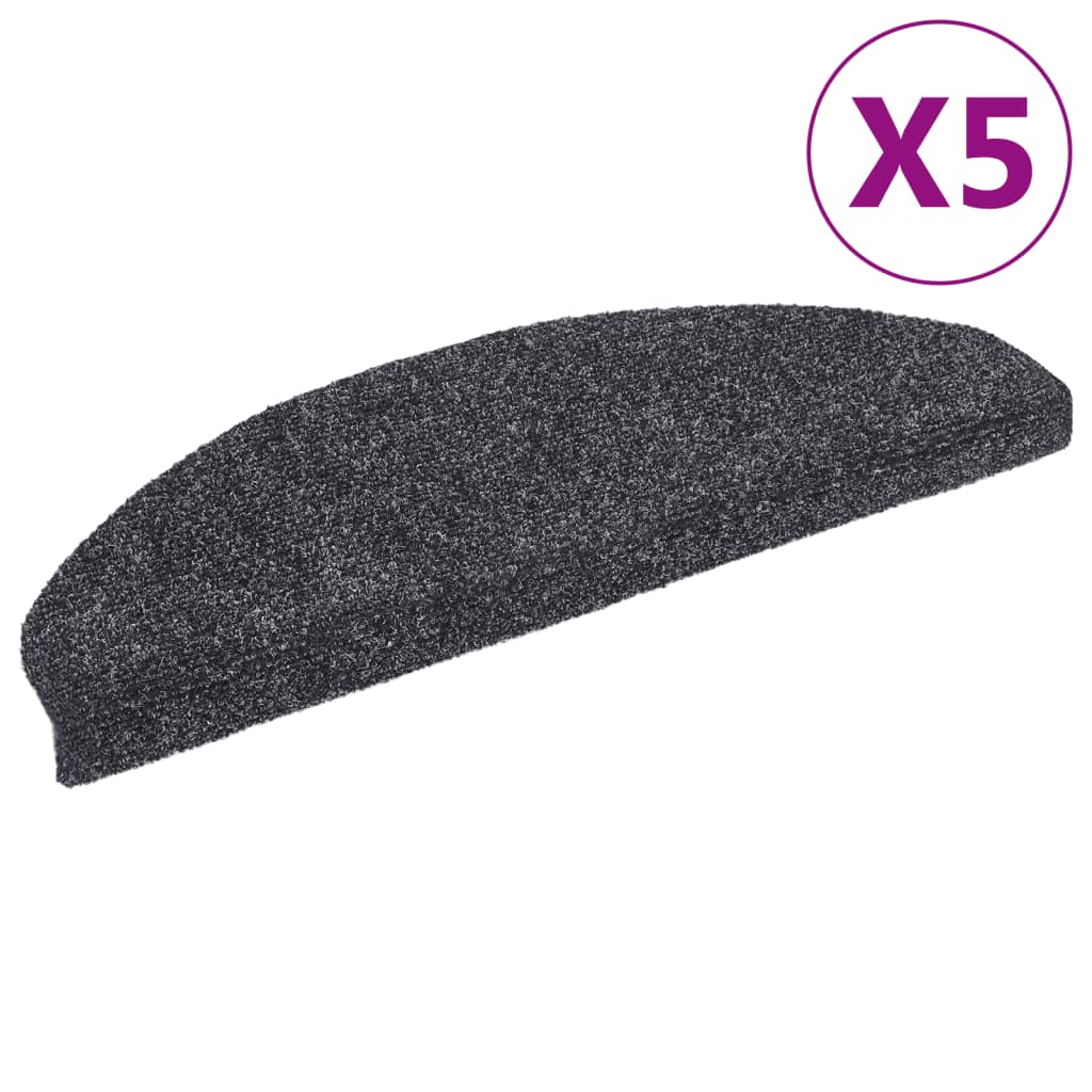 trappemåtter selvklæbende 5 stk. 65x21x4 cm mørkegrå halvrund store