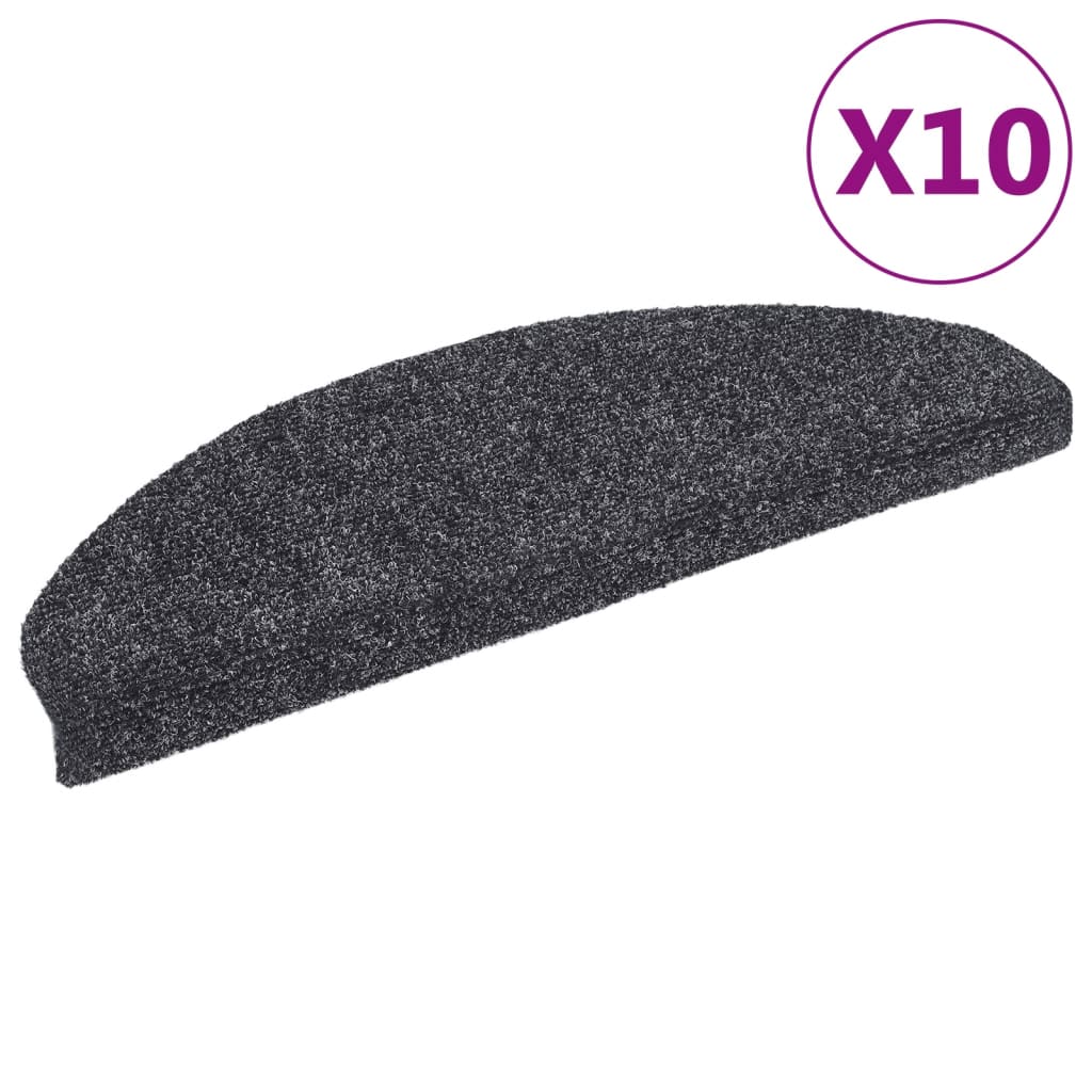 trappemåtter selvklæbende 10 stk. 65x21x4 cm mørkegrå halvrunde store