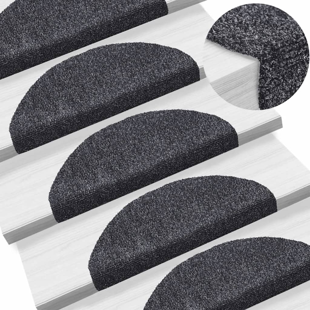 trappemåtter selvklæbende 10 stk. 65x21x4 cm mørkegrå halvrunde store