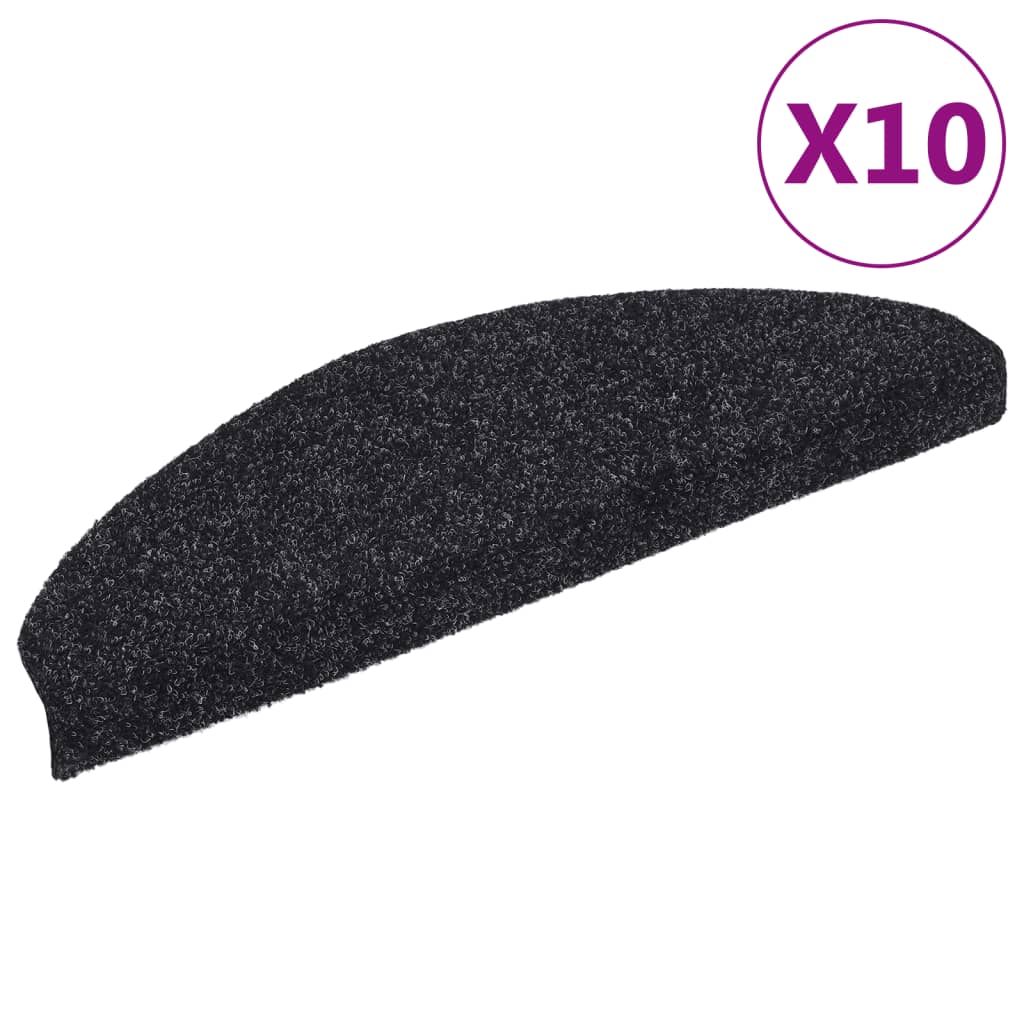 trappemåtter selvklæbende 10 stk. 65x21x4 cm sorte halvrund store