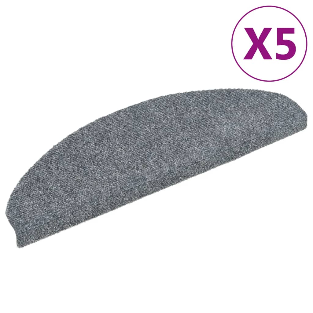 trappemåtter selvklæbende 5 stk. 65x21x4 cm lysegrå halvrund store