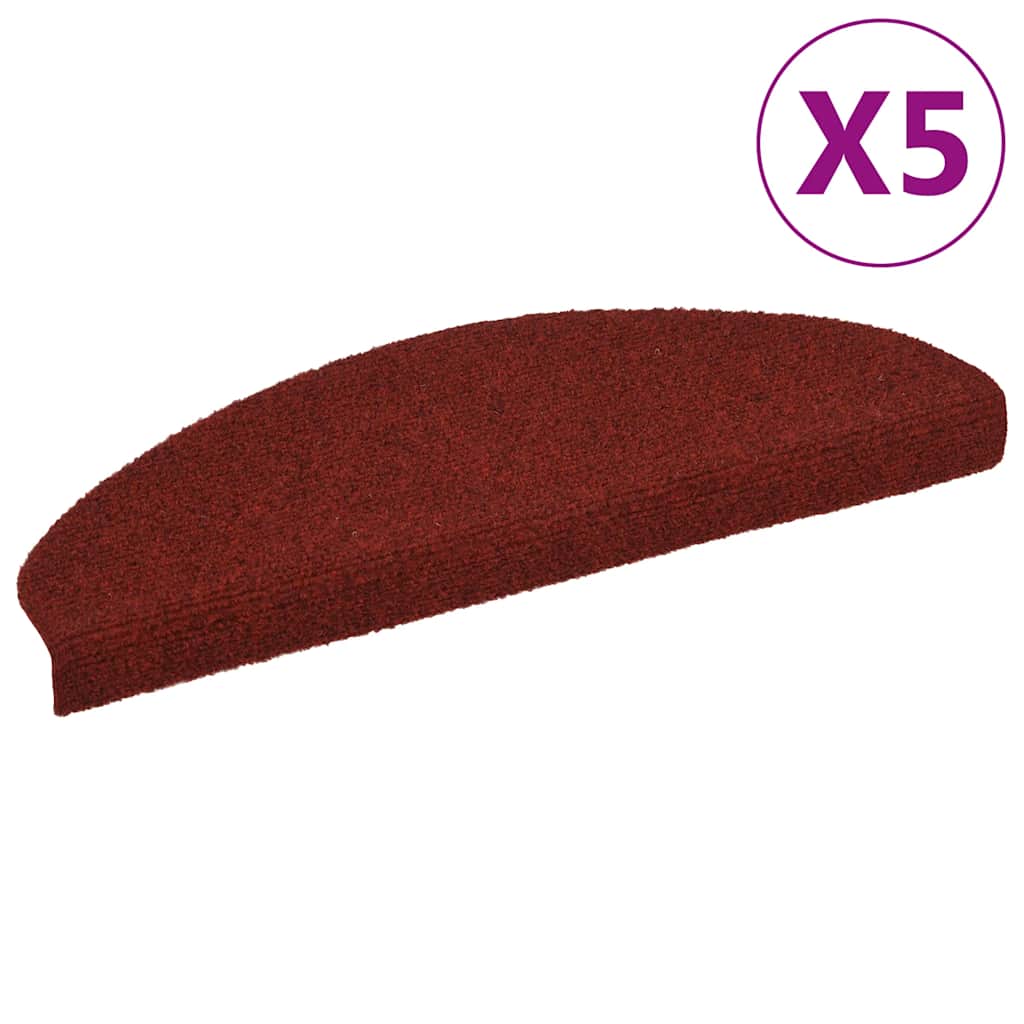 trappemåtter selvklæbende 5 stk. 65x21x4 cm bordeauxrød halvrund stor