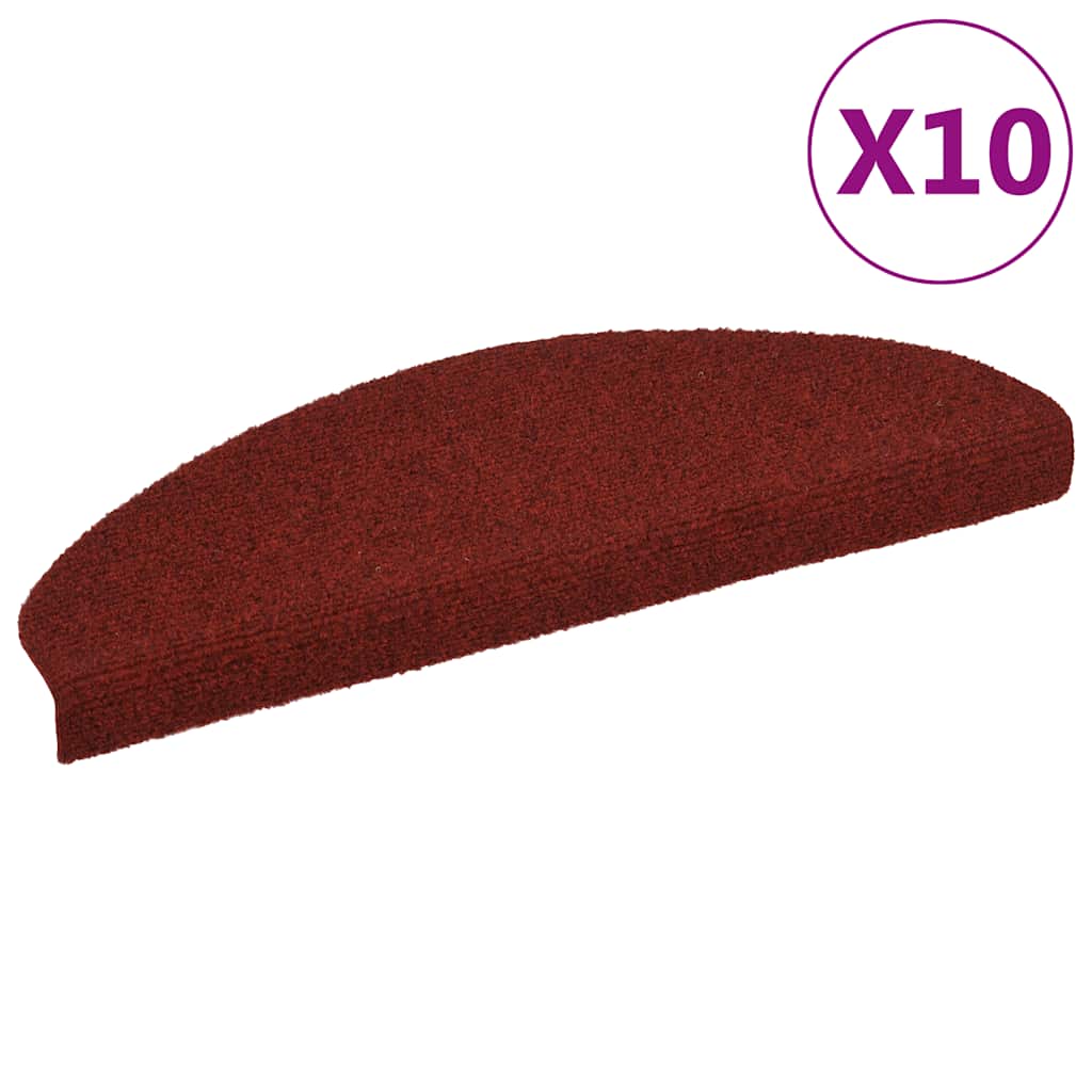 trappemåtter selvklæbende 10 stk. 65x21x4 cm bordeauxrød halvrund store