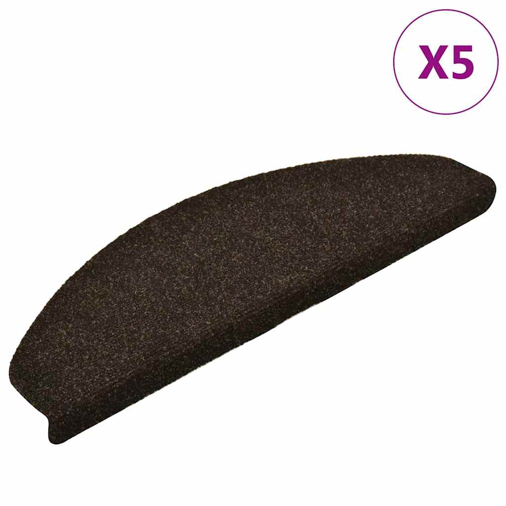 trappemåtter selvklæbende 5 stk. 65x21x4 cm mørkebrune halvrund store