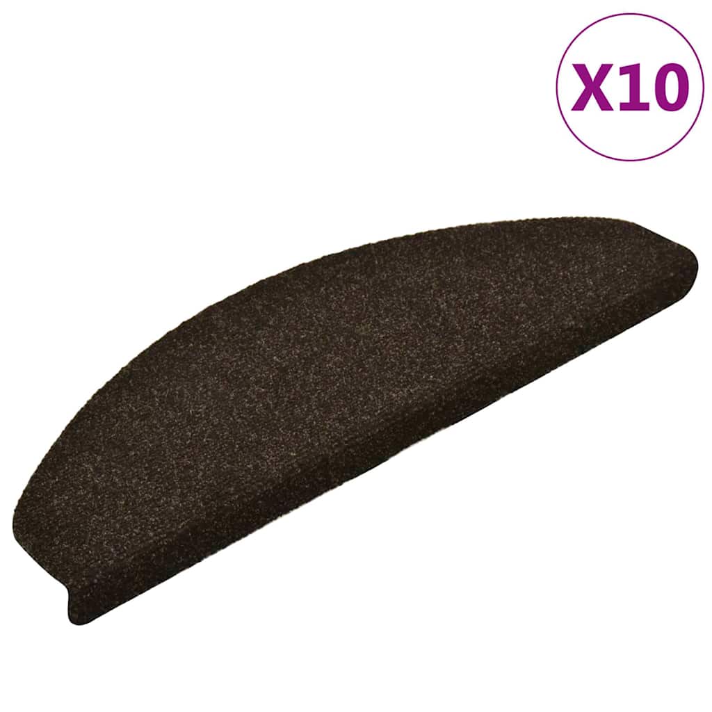 trappemåtter selvklæbende 10 stk. 65x21x4 cm mørkebrune halvrund store
