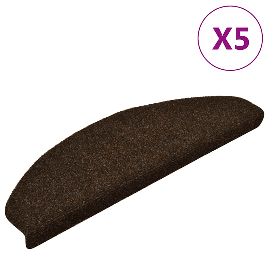 trappemåtter selvklæbende 5 stk. 65x21x4 cm brune halvrund store