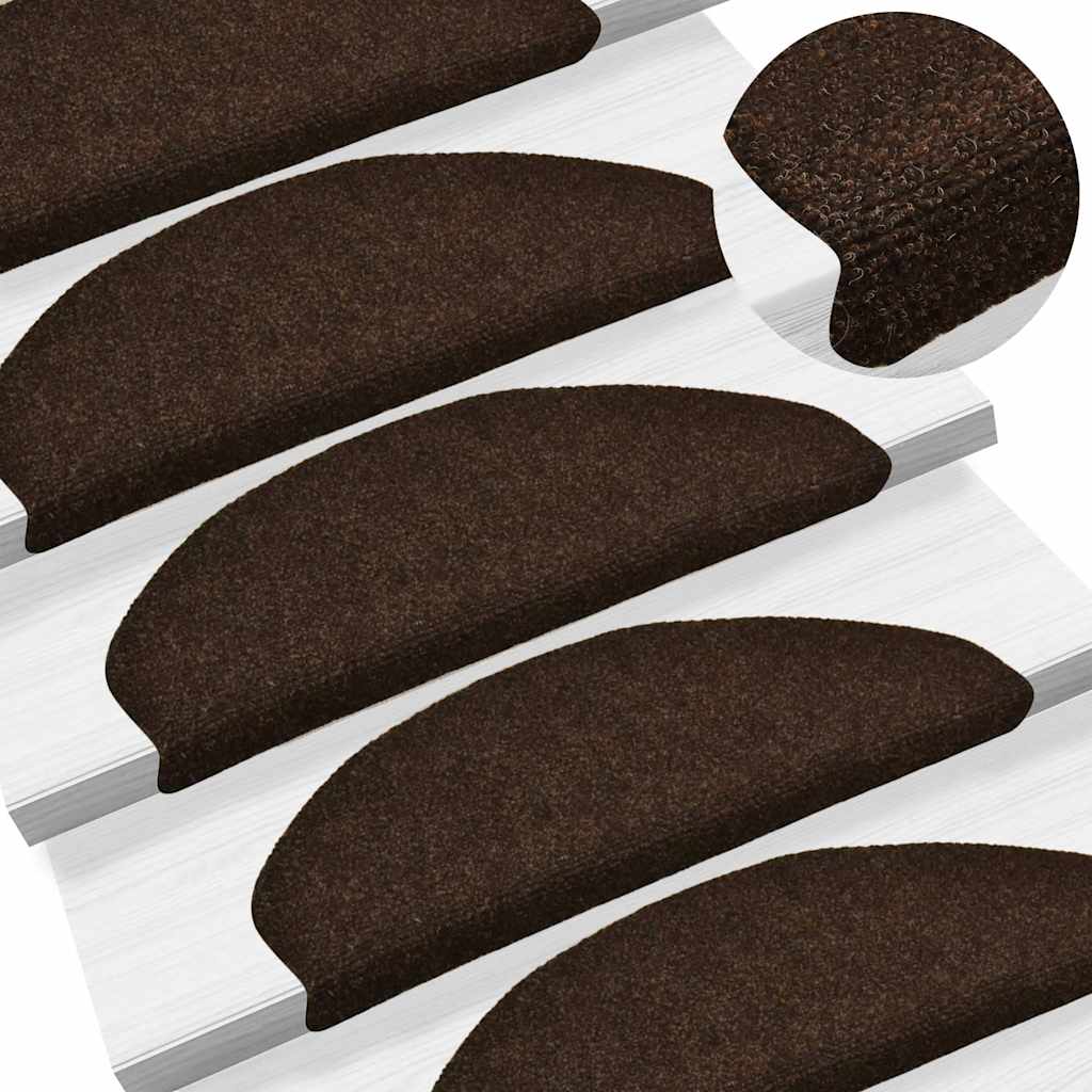 trappemåtter selvklæbende 5 stk. 65x21x4 cm brune halvrund store