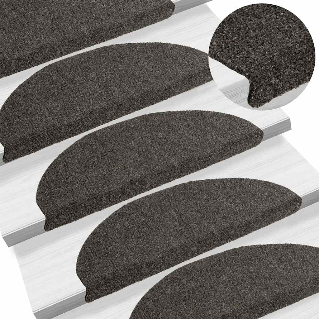 trappemåtter selvklæbende 10 stk. 65x21x4 cm antracit halvrund store