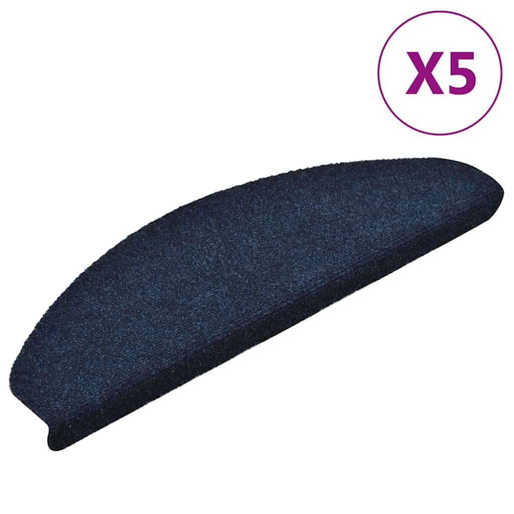 trappemåtter selvklæbende 5 stk. 65x21x4 cm marineblå halvrund store