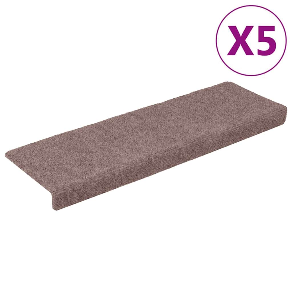 trappemåtter selvklæbende 5 stk. 65x21x4 cm lysebrun rektangulær kant