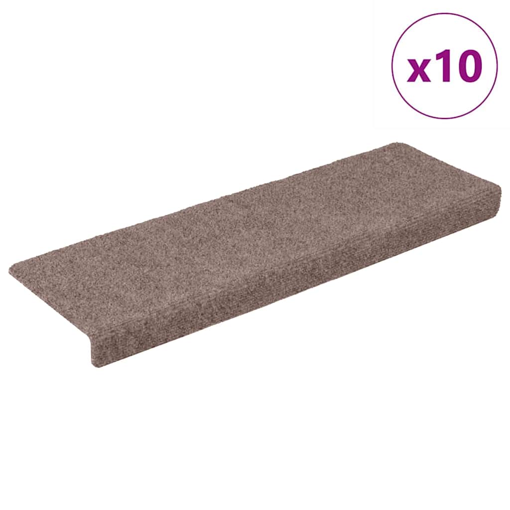 trappemåtter selvklæbende 10 stk. 65x21x4 cm lysebrun rektangulære kant