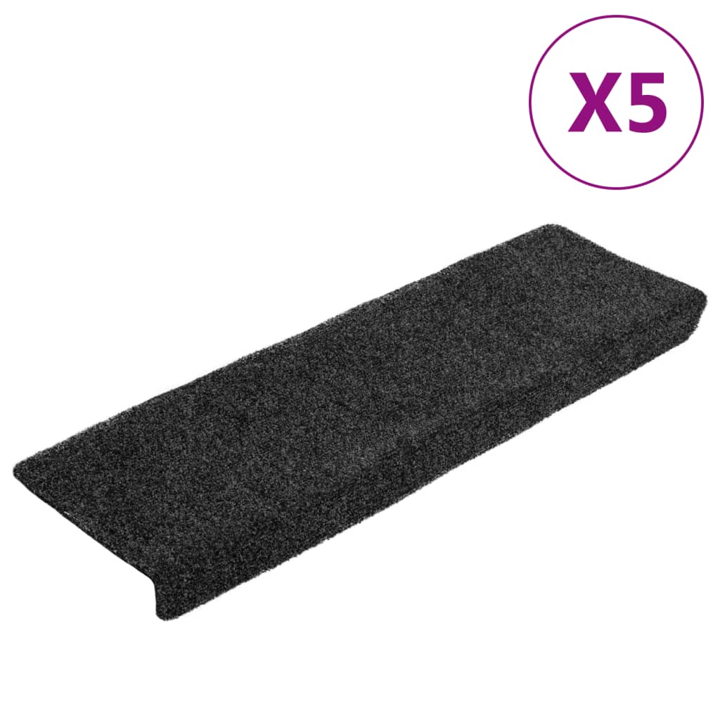 trappemåtter selvklæbende 5 stk. 65x21x4 cm mørkegrå rektangulær kant