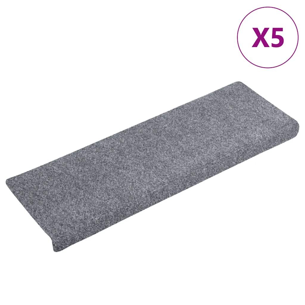 trappemåtter selvklæbende 5 stk. 65x21x4 cm lysegrå rektangulær kant