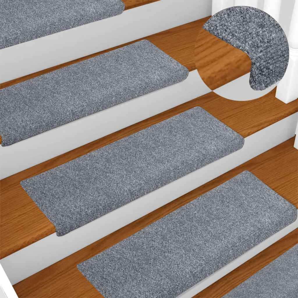 trappemåtter selvklæbende 5 stk. 65x21x4 cm lysegrå rektangulær kant
