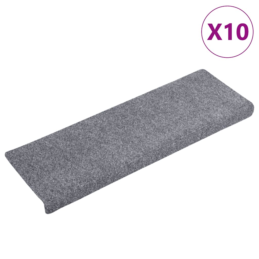trappemåtter selvklæbende 10 stk. 65x21x4 cm lysegrå rektangulær kant