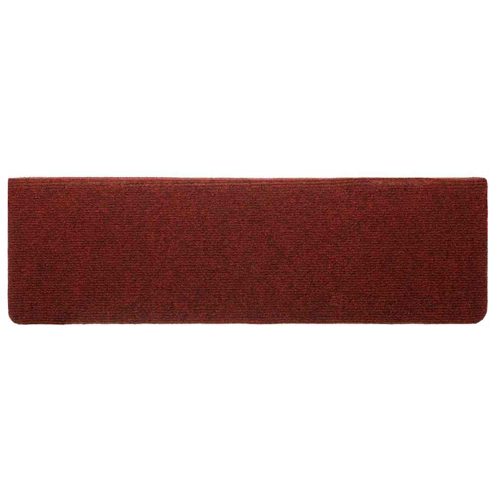 trappemåtter selvklæbende 10 stk. 65x21x4 cm bordeauxrød rektangulær kant