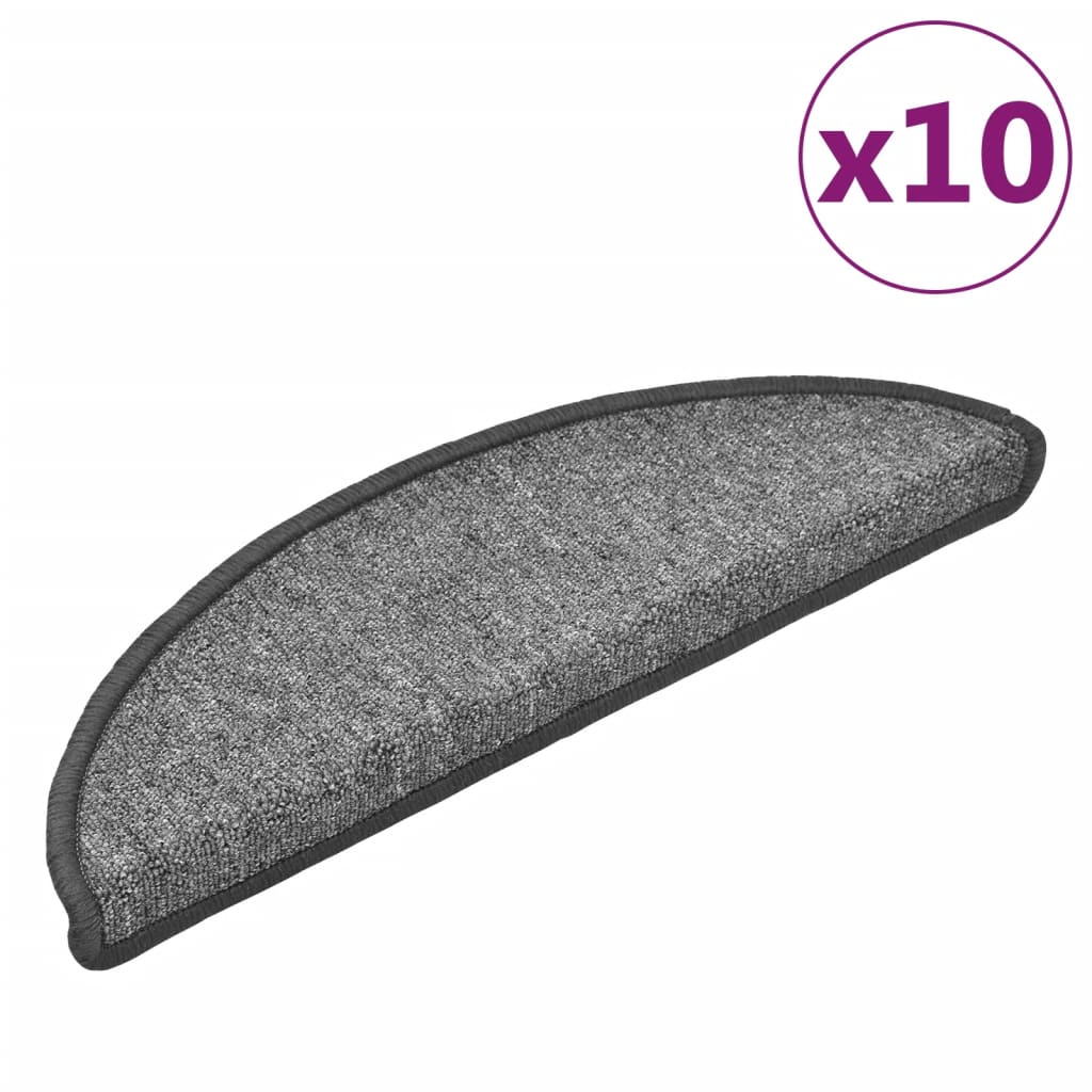 trappemåtter 10 stk. 56x17x3 cm mørkegrå halvrunde